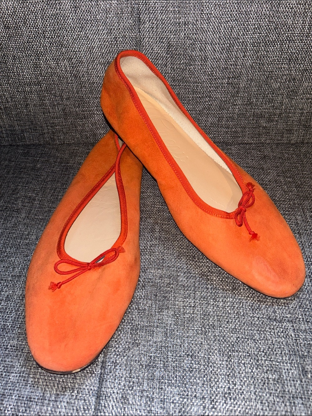 J. Crew Orange Suede Ballet Flats with Red Trim - Picture 8 of 8